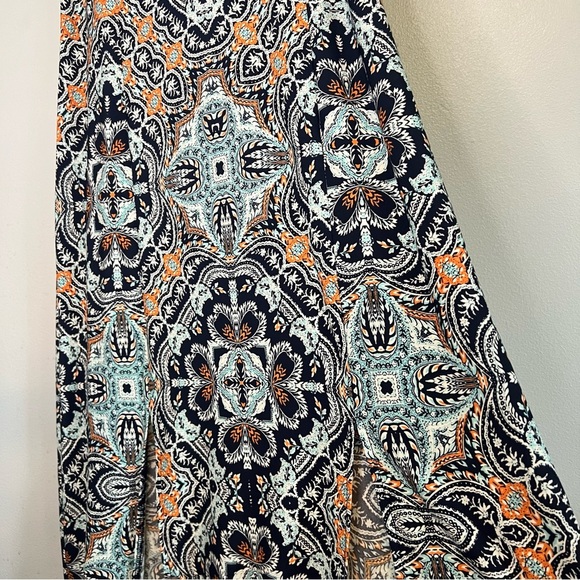 London Times Maxi Dress Front Slit Multicolor Sleeveless Size 12 Boho Beach - Picture 4 of 10